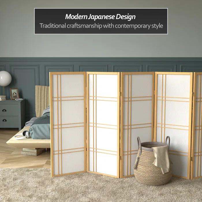4 ft. Tall Shoji Privacy Screen w Strong Shade (6 Panels / Natural)