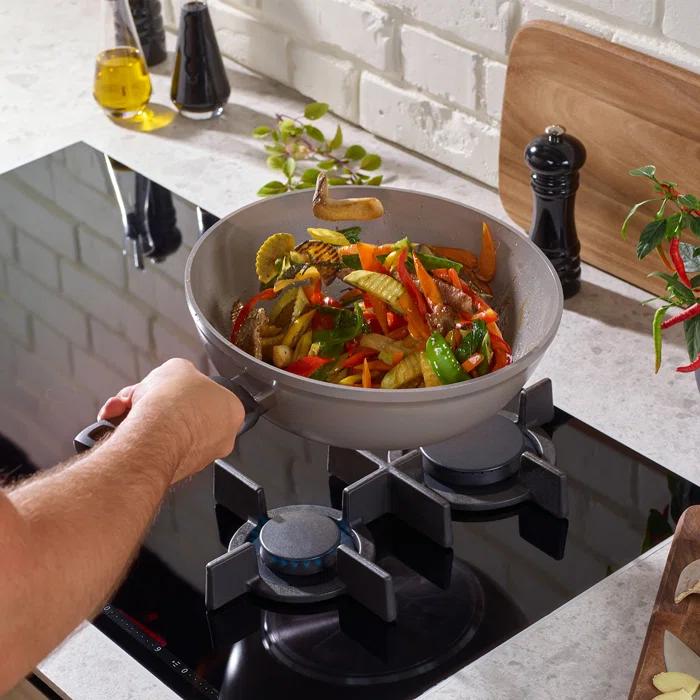 Ceratal Ceramic Non-stick Wok 11-inch, Light Gray, Plastic Handle