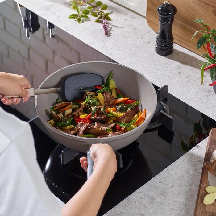 Ceratal Ceramic Non-stick Wok 11-inch, Light Gray, Plastic Handle
