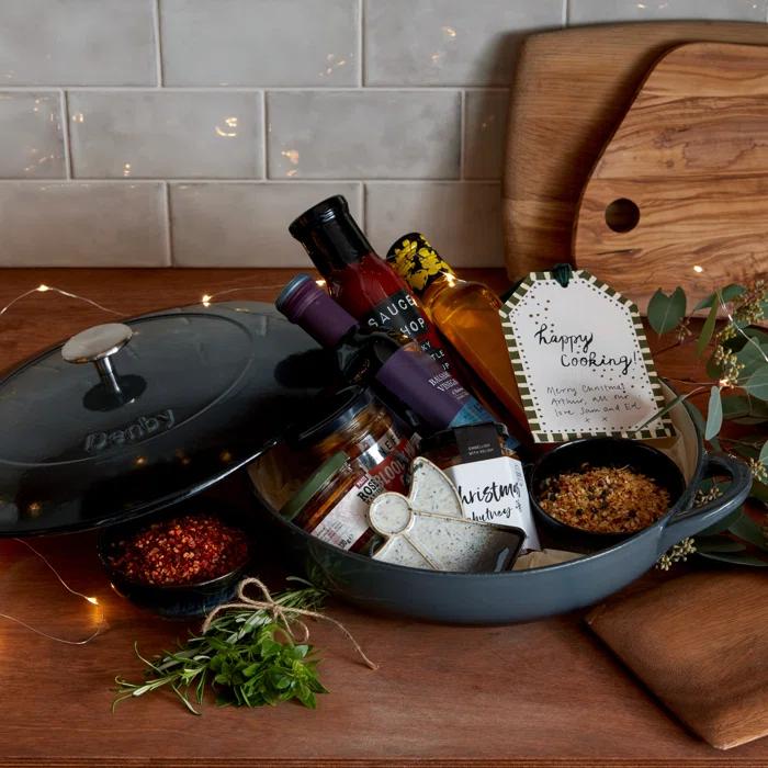 Halo Gray Ombre Cast Iron Circle Casserole Dish with Enameled Finish