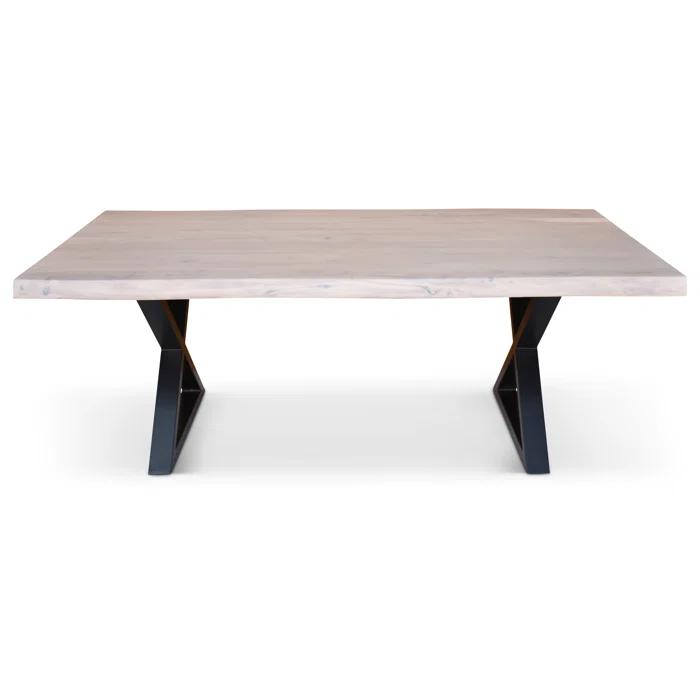 Brooks 92" White Wash Acacia Wood & Black Aluminum Dining Table