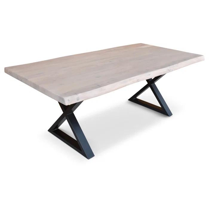 Brooks 92" White Wash Acacia Wood & Black Aluminum Dining Table