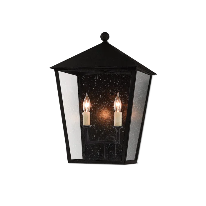 Midnight Black Iron 2-Light Outdoor Wall Lantern
