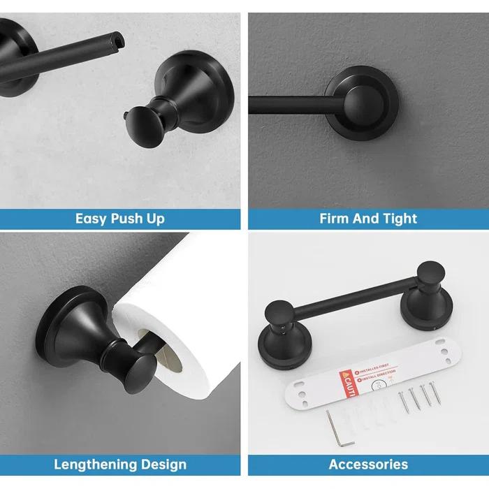 Wall-Mounted Rustproof Toilet Tissue Roll Holder with Flexible Pivoting Tissue Handle, Stainless Steel Built for Durability