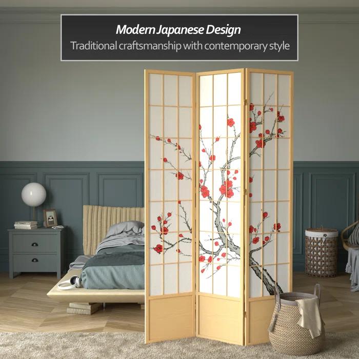 7 ft. Natural 3-Panel Room Divider