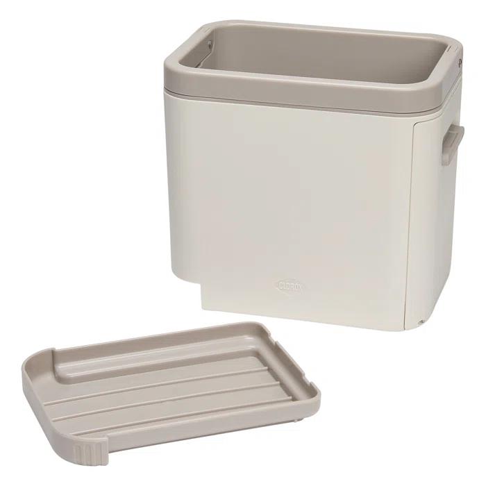 Clorox KeptClean Kitchen Sink Organizer – Space-Saving Organization of Dish Soap, Scrub Brushes, and Dish Towels, Fold-Down Shelf for Sponges and Jewelry, Drainage Tray – Steel