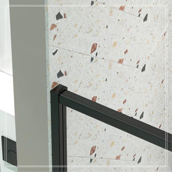 38-42" W x 71" H Flush Glass Shower Door Reversible Installation