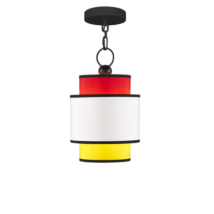 Mathias Mini Pendant with Incandescent Light in Satin Black and Multi-Color