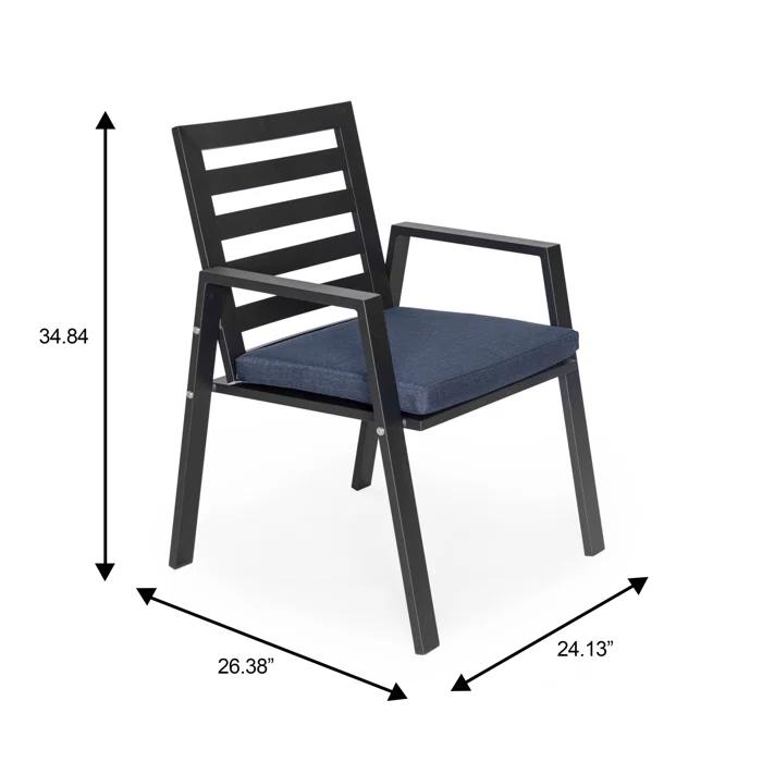 7-Piece Patio Dining Set With 60" Round Aluminum Dining Table And 6 Dining Armchair