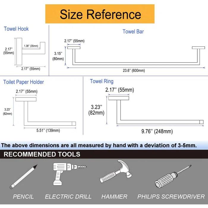 10-Pieces Bathroom Hardware Set Brush Nickel Bathroom Accessories Set SUS304 Towel Bar Set Includes 2 Towel Bar 23.6 Inch+2 Towel Holder+2 Toilet Paper Holder+4 Towel Hook (10, Brush Nickel)