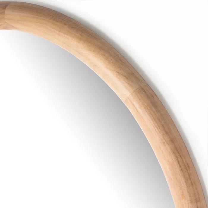 Whitewash Acacia Round Wood Wall Mirror
