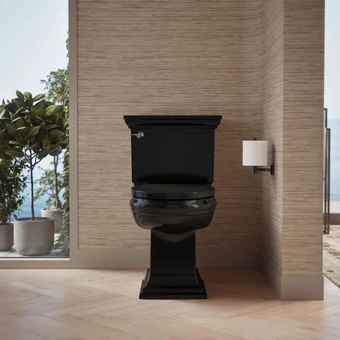Elongated Toilet Seat, Slow Soft Close, Oval(Oblong) Toilet Seat For Elongated Toilets, Quiet-Close Lid And Seat, Easy To Install And Clean, Never Loosen, Black(18.5)