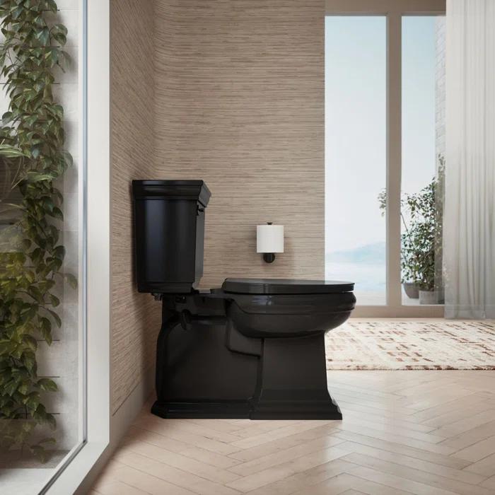 Elongated Toilet Seat, Slow Soft Close, Oval(Oblong) Toilet Seat For Elongated Toilets, Quiet-Close Lid And Seat, Easy To Install And Clean, Never Loosen, Black(18.5)