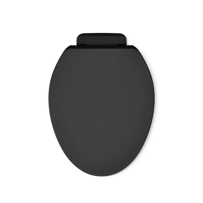 Elongated Toilet Seat, Slow Soft Close, Oval(Oblong) Toilet Seat For Elongated Toilets, Quiet-Close Lid And Seat, Easy To Install And Clean, Never Loosen, Black(18.5)