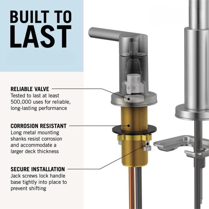 Nicoli Widespread Bathroom Faucet 3 Hole, 2-handle Bathroom Sink Faucet with Drain Assembly