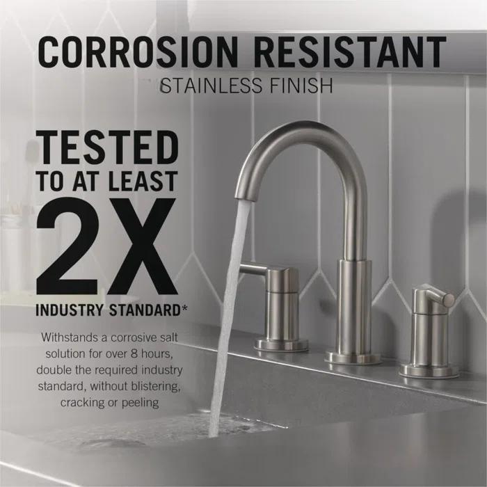 Nicoli Widespread Bathroom Faucet 3 Hole, 2-handle Bathroom Sink Faucet with Drain Assembly