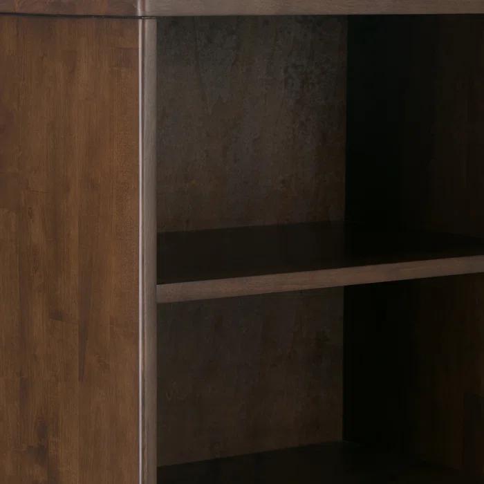 Simpli Home Harper 24"W Solid Hardwood 4 Shelf Mid-Century Modern Bookcase with Drawer and Adjustable Shelves