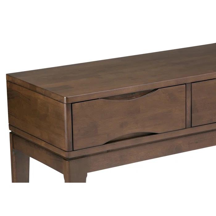 Simpli Home Harper 54"W Solid Hardwood Mid-Century Modern Storage Console Table with Drawers and Tapered Legs