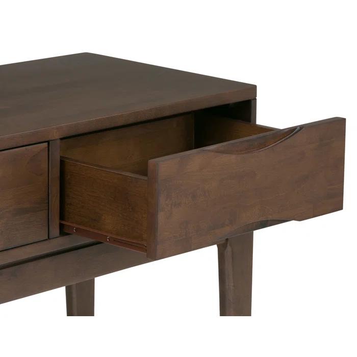 Simpli Home Harper 54"W Solid Hardwood Mid-Century Modern Storage Console Table with Drawers and Tapered Legs