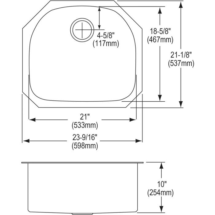 Elkay ECU211810ACH 23.5625" L x 21.125" W Undermount Kitchen Sink