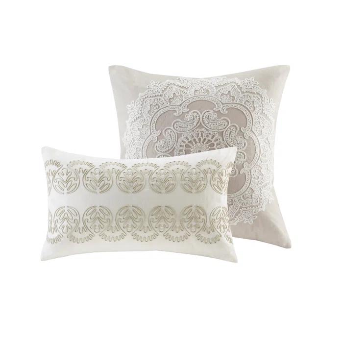 Suzanna Embroidered Cotton Square Pillow