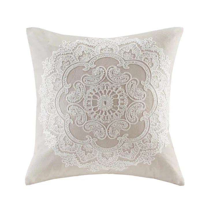 Suzanna Embroidered Cotton Square Pillow