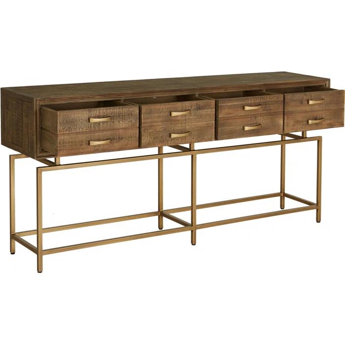 Aristocrat 71'' Brown and Gold Round Console Table with Storage