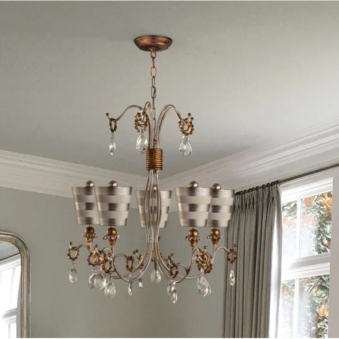 Lucas McKearn Tivoli 5-light Resin Chandelier in Silver with Gold Accents