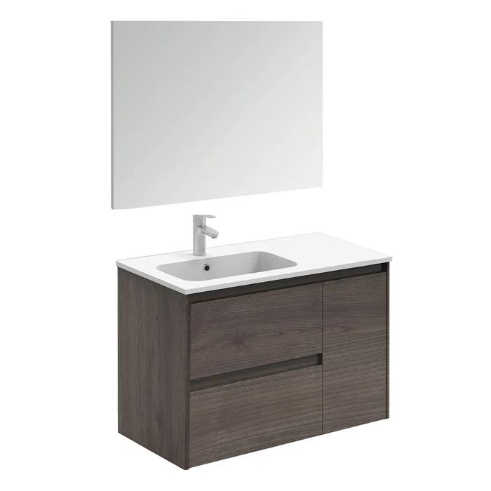 WS Bath Collections Ambra 35.6'' Single Bathroom Vanity with Ceramic Top with Mirror
