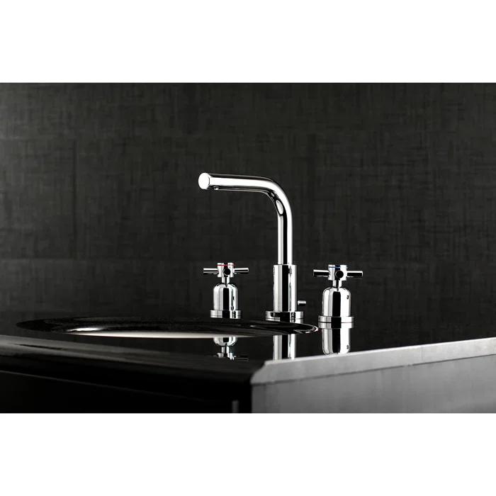 Kingston Brass Concord Two-Handle 3-Hole Deck Mount Widespread Bathroom Faucet with Brass Pop-Up Drain