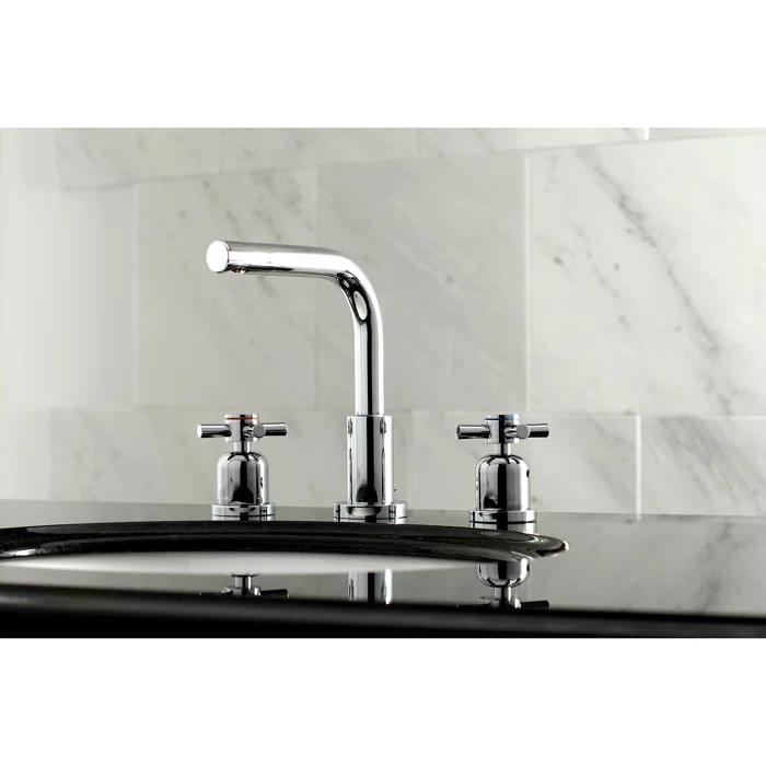 Kingston Brass Concord Two-Handle 3-Hole Deck Mount Widespread Bathroom Faucet with Brass Pop-Up Drain