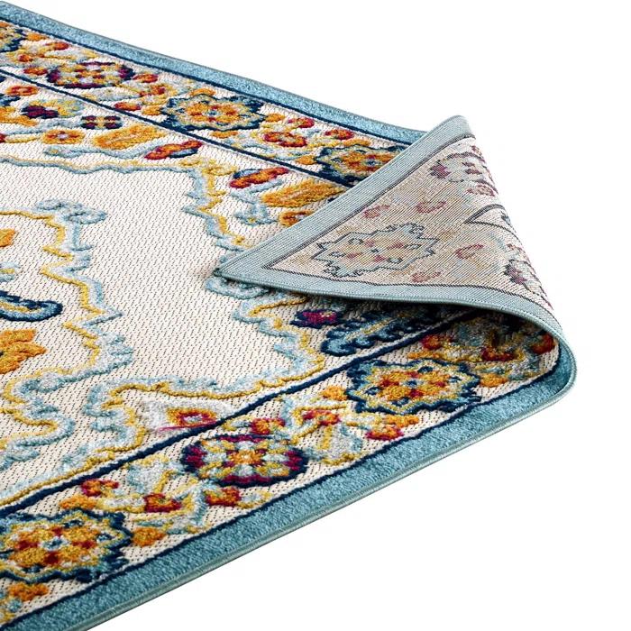 Modway Modway Reflect Ansel Distressed Vintage Floral Persian Medallion 5x8 Indoor and Outdoor Area Rug in Multicolored