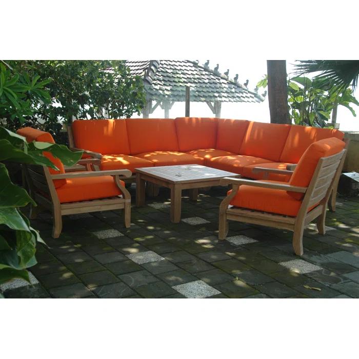 Riviera 8-Piece Teak Outdoor Conversation Set with Gray Cushions