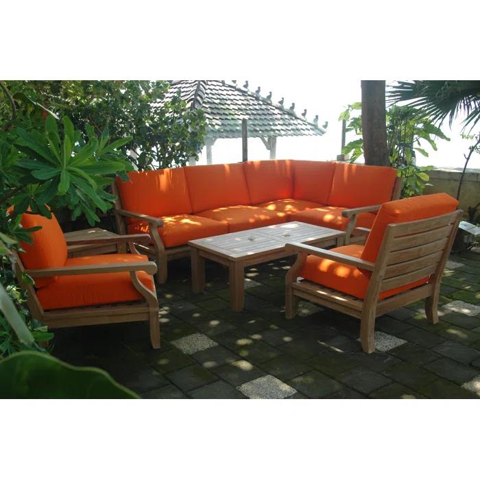 Riviera 8-Piece Teak Outdoor Conversation Set with Gray Cushions
