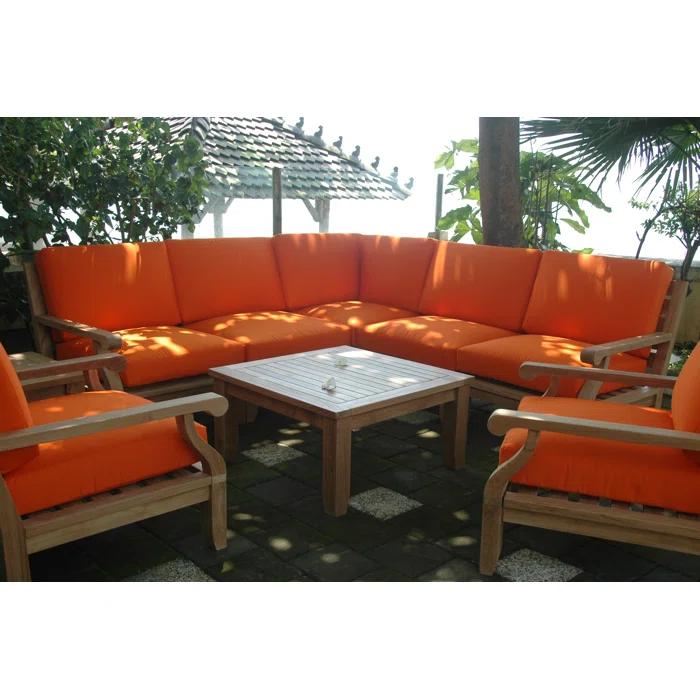 Riviera 8-Piece Teak Outdoor Conversation Set with Gray Cushions