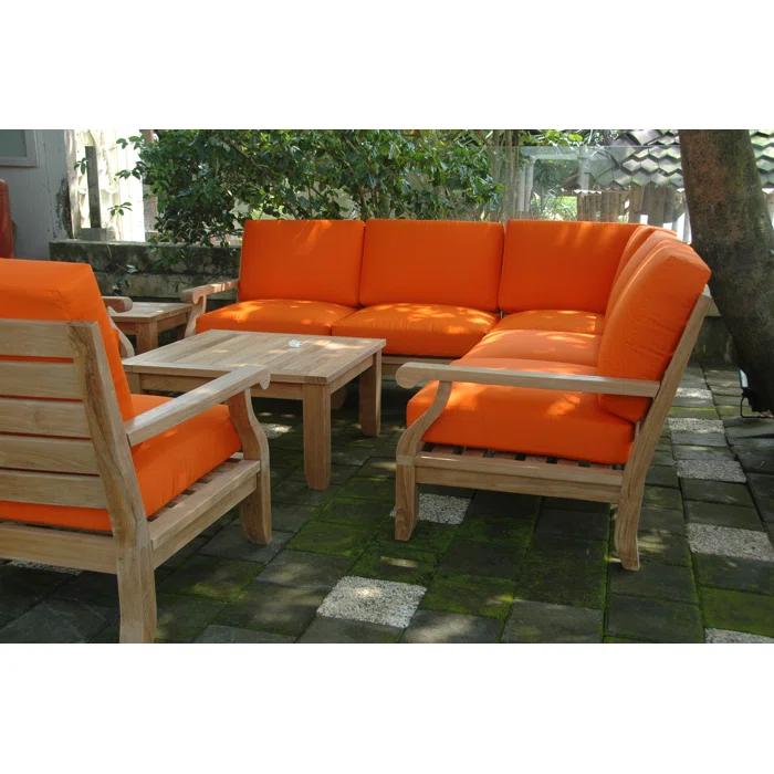 Riviera 8-Piece Teak Outdoor Conversation Set with Gray Cushions