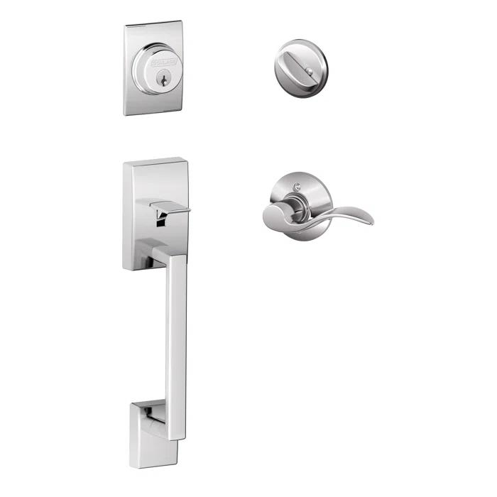 Bright Chrome Single Cylinder Handleset with Accent Lever