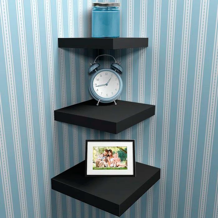 Sorbus Floating Square Shelves Mix Size Set of 3