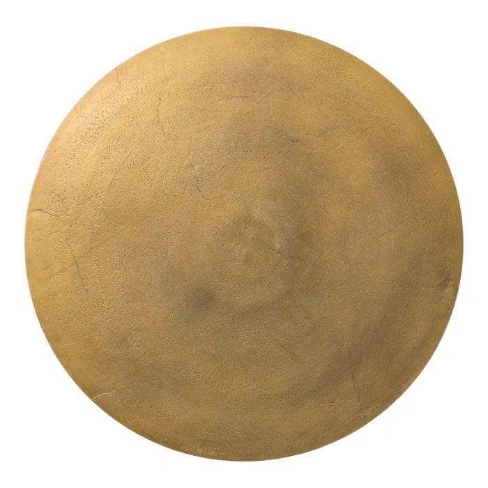 Callie Round Beige & Black Metal Coffee Table with Glass Top