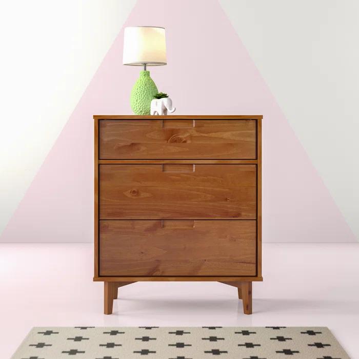 Yarber Groove 3 Drawer Solid Wood Chest