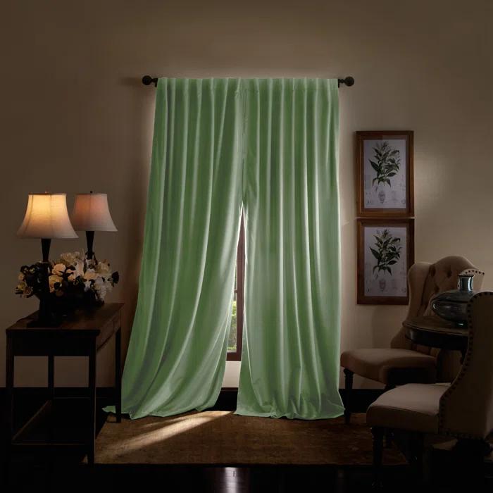 Martha Stewart Lucca Velvet Solid Max Blackout Rod Pocket Curtain Panel Pair (Set of 2) (Set of 2)