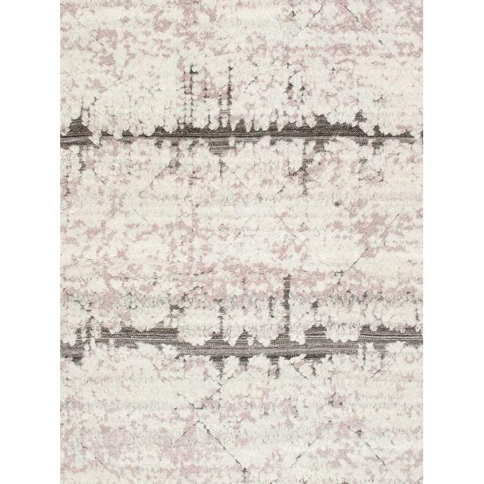 Ivory and Gray Hand-Knotted Wool Geometric Area Rug