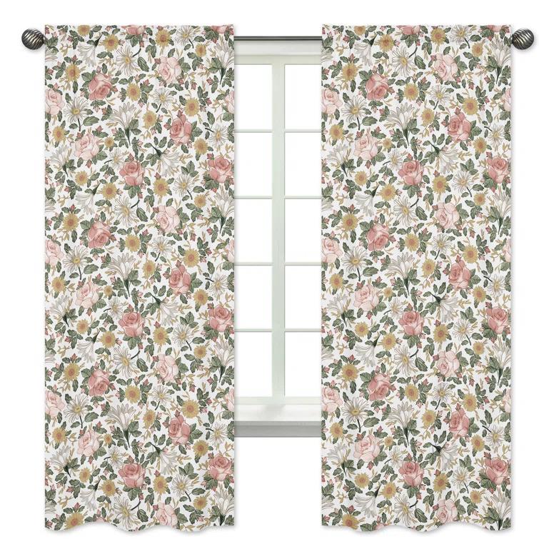 Sweet Jojo Designs Vintage Floral Semi-Sheer Rod Pocket Curtain Panels (Set of 2)