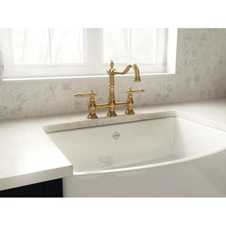 Waterside 30" Single Bowl Farmhouse Bowed Apron Front Fireclay Kitchen Sink