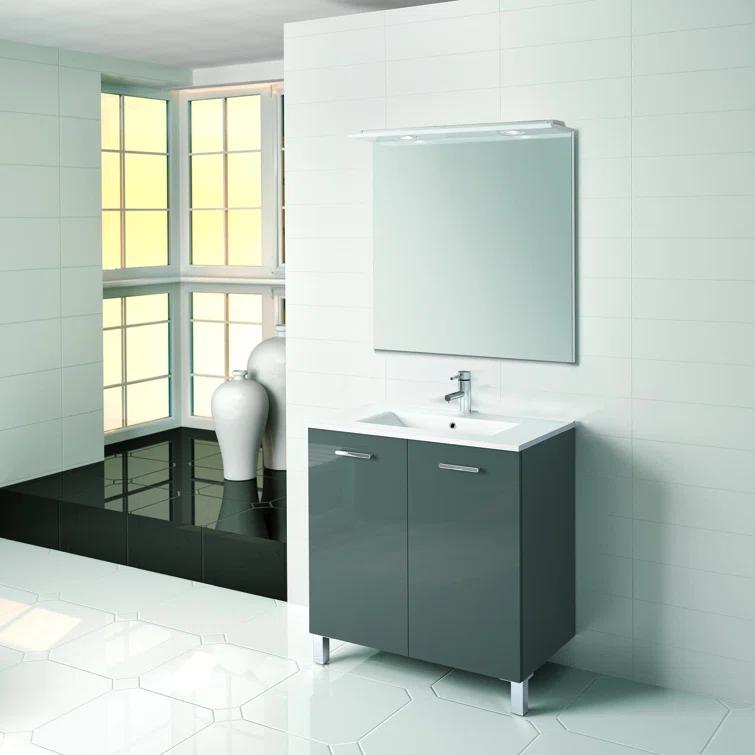 WS Bath Collections Logic 31.5'' Single Bathroom Vanity with Ceramic Top with Mirror
