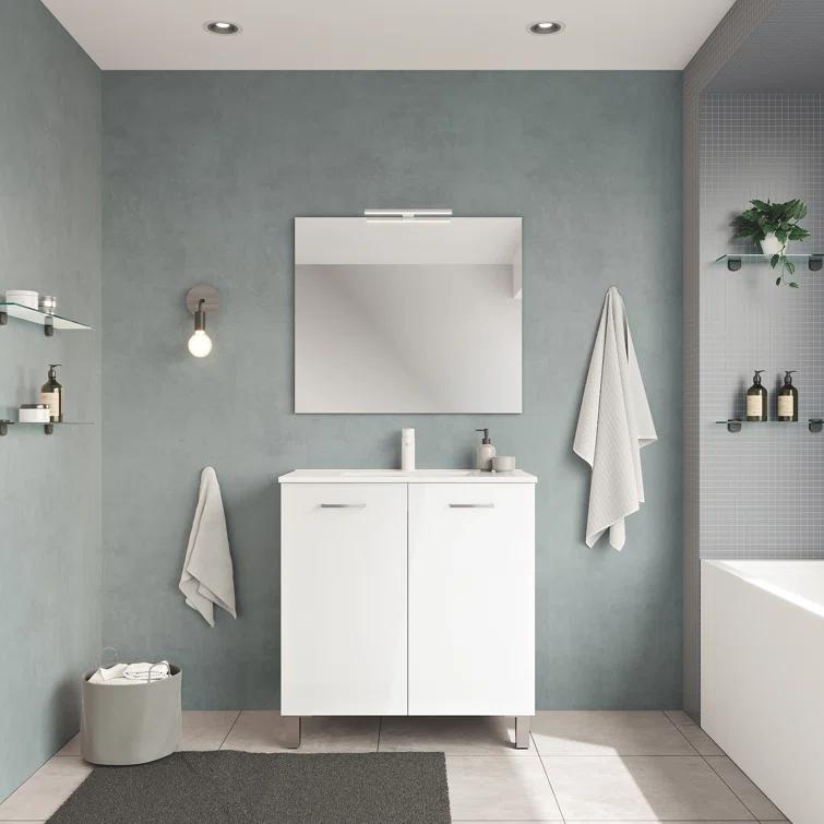 WS Bath Collections Logic 31.5'' Single Bathroom Vanity with Ceramic Top with Mirror
