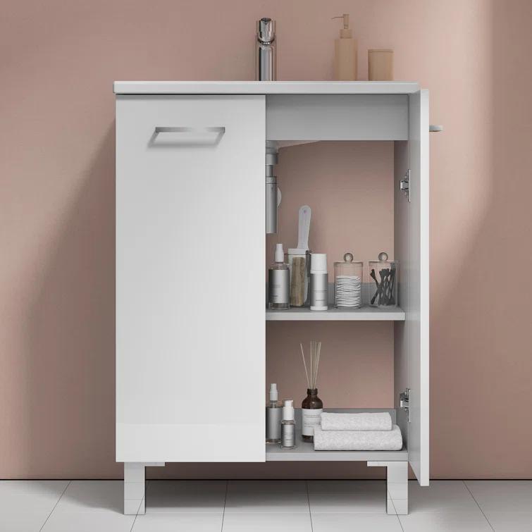 WS Bath Collections Logic 23.6'' Single Bathroom Vanity with Ceramic Top with Mirror