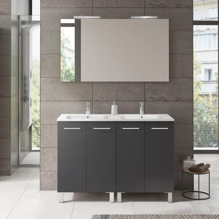 WS Bath Collections Logic 47.3'' Double Bathroom Vanity with Ceramic Top