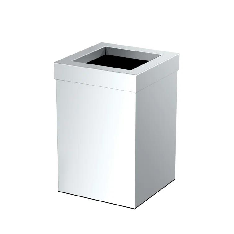 Elevate Stainless Steel 3-Gallon Wastebasket with Open Removable Lid |SquareOpen Top Trash Can with Padded Base