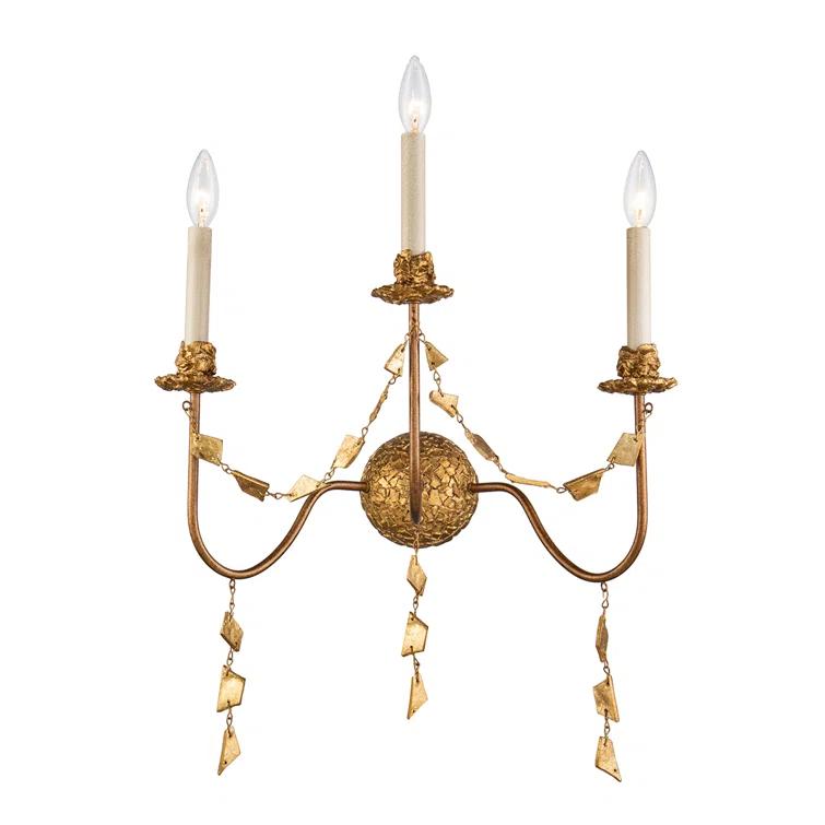Lucas McKearn Mosaic 3-light Traditional Metal Wall Sconce in Gold Leaf